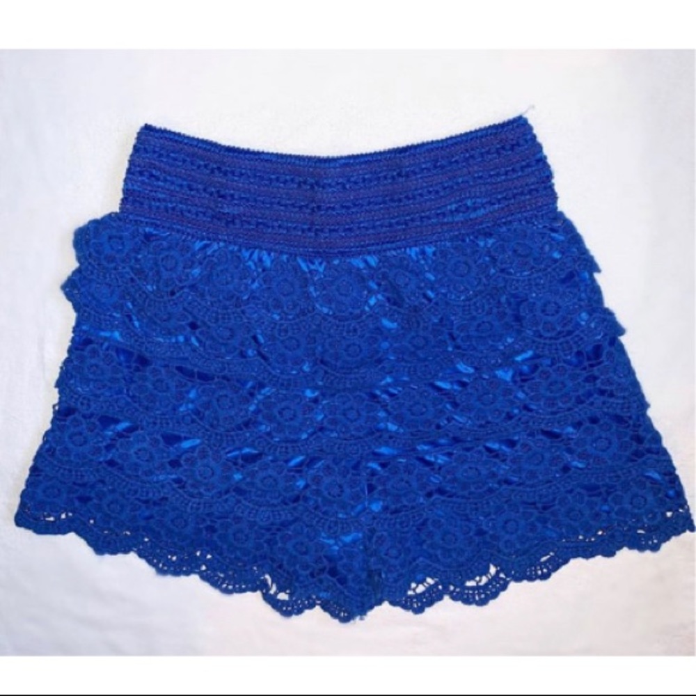 Blue lace shorts
